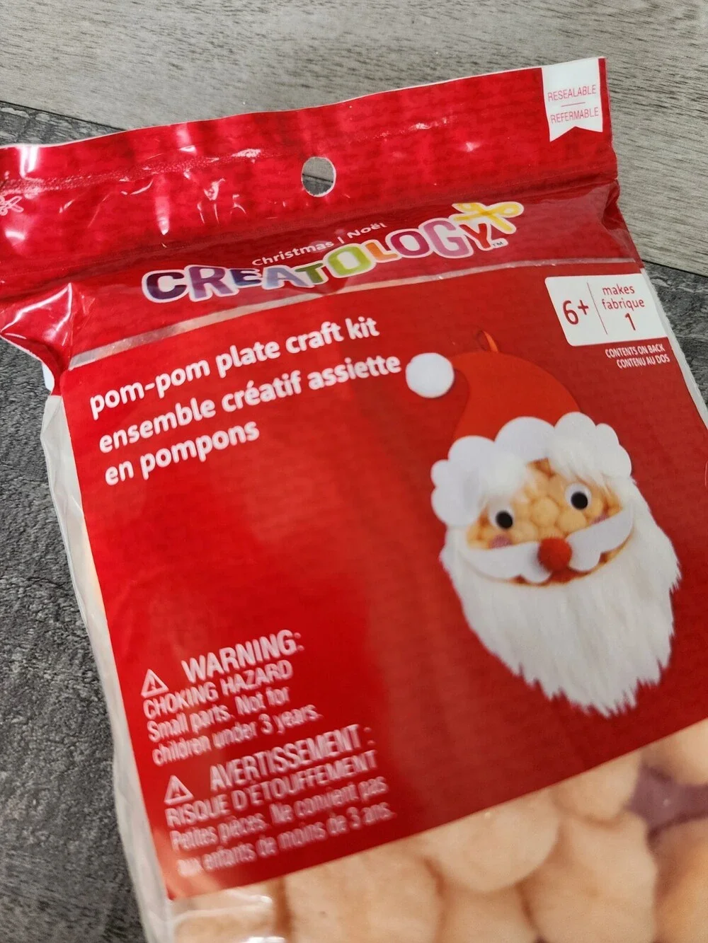 Santa Christmas Craft Kit - Creatology - Pom Pom Plate Kit - Sealed DIY NEW